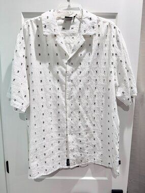 Thrills Anytime Bowling Shirt in Dirty White